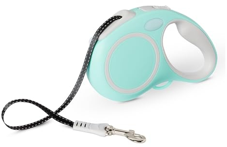 Amazon Basics Retractable Dog Leash, Double-Sided Reflective, 5m, Size S, Blue