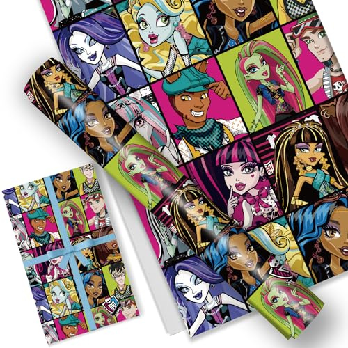 UBBY 5 hojas de papel de regalo de Monster de 51 x 75 cm, papel de estraza duradero, para cumpleaños infantiles, fiestas, decoración festiva (álbum de fotos)