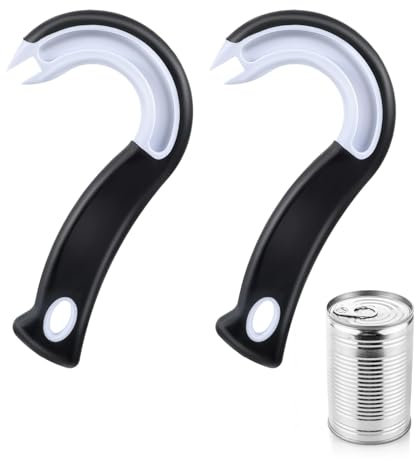Apriscatole ad anello, 2 pezzi, ergonomico, per lattine, bibite, birra, lattine, cibo per gatti, mani artritiche