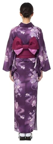 Cintura tradizionale giapponese da donna Kimono Obi con fiocco pre-legato per Yukata Robe Color Block Sash Cintura Cinch, Colore 02-purple, Etichettalia unica