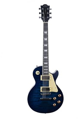 EKO GUITARS – Chitarra Elettrica LS‑300, Corpo Pioppo, Manico Acero, Tastiera WPC, 2 Pickup Humbucker, Ponte Tune-O-Matic, 22 Tasti, Colore Blue Quilted