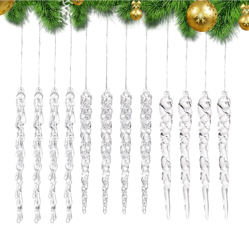 Maodom de carámbano para árbol de Navidad, acrílicos de Gota de carámbano, Colgante de lágrima de acrílico de Larga duración para el hogar, Fiesta, cafetería, Pared, Ventana, Interior