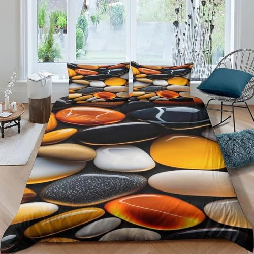 Kiselsten sängkläder 200 x 200 modern konst 3D påslakan mjuk mikrofiber sängkläder set 3 delar med 2 örngott 80 x 80 för tonåringar vuxna dubbelsäng F-2419