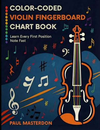 Color-coded Violin Fingerboard Chart Book: Easy Guide for Beginners to Learn Every First Position Violin Note Fast