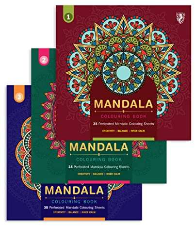 Mandala Colouring Books for Adults with Tear-Out Sheets | DIY Acitvity Books | Set of 3 Books
