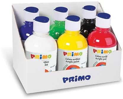 PRIMO- 6 Colori acrilici in Bottiglia da 300 ml, Multicolore, 400TA6ASS
