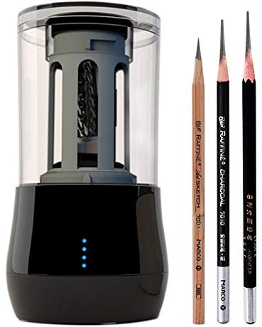 Boomder Taille-crayon long point, taille-crayon électrique professionnel, dessin d'art et croquis haute performance taille-crayon rechargeable fournitures artistiques