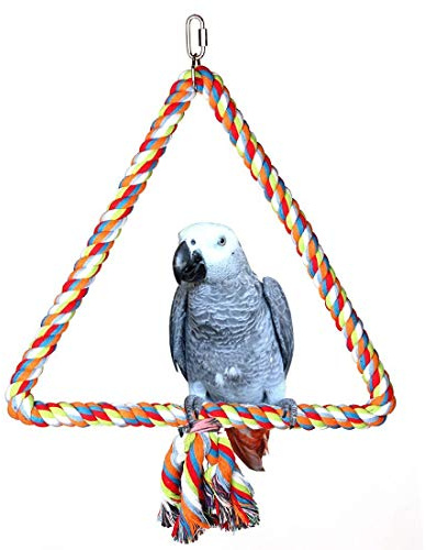 Medium Triangle Rope Swing Bird Toy Parrot Cage Toys Cages African Random color