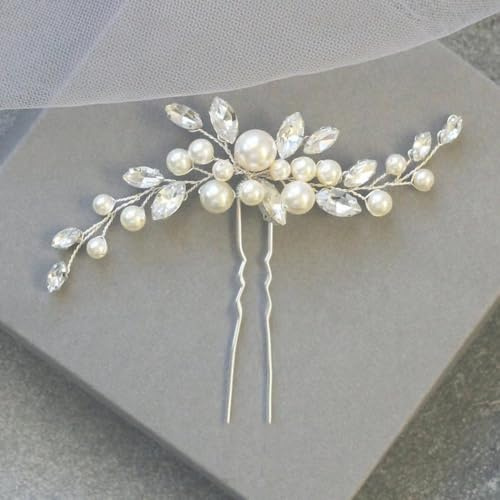 JAKAWIN Wedding Hair Accessories Bridal Hair Pin Pearl Hair Clip Bride Hair Piece for Women HP179(1 Silver)