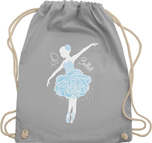 Turnbeutel Rucksack - Tanzen Geschenk - Ballerina - weiß/blau - Unisize - Hellgrau - tasche tanz turnen beutel kinderturnbeutel sport ballett geschenkbeutel damen mit spruch dance sporttasche