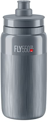 Elite Bidón Fly Tex 550ml Gris, Botella Ligera 51g Textura Antideslizante Alto Flujo, Sin BPA, Carretera MTB
