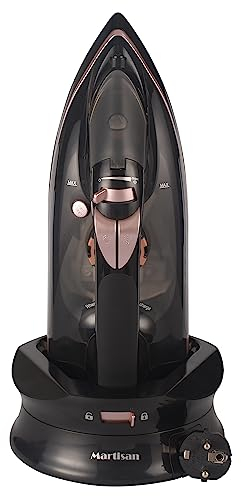 Martisan Freedom Cordless Iron, with SmartAlert recharge and Quick Charge Function, Carrying Lock for easy storage and Retractable Cord, Anti-drip, Anti-calc, Self-clean, 2600 W