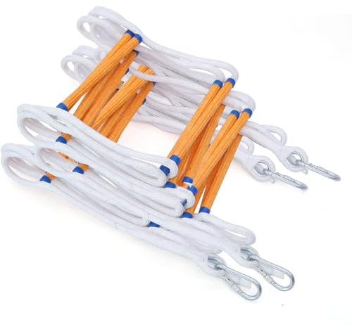 Emergency Fire Escape Ladder 10M Flame Resistant Safety Extension Rope Ladder with 2 Hooks, 3-7 Story Homes Reusable Compact & Portable External Ladder (10M / 32.8FT)
