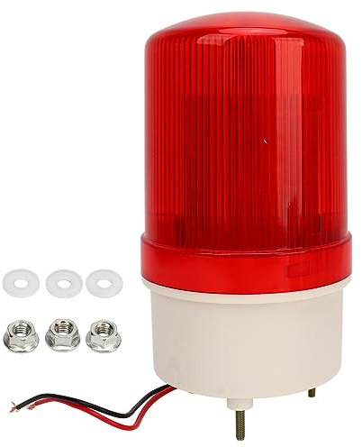 Industrielles blinkendes akustisches Alarmlicht, Rotierende LED Warnleuchte Rot Blinklicht, Akustische Optik Alarm, 120 DB Ton, Licht, Alarm, ABS, IP54, Warnlampe Für Drinnen Und Draußen(24V)