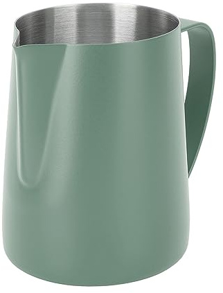 20oz Brocca Per Schiuma Di latte, 600ml Bricco Latte in Acciaio Inox con Segno di Misurazione per il Bar Barista, Accessori per Cappuccino e Espresso(Verde scuro)