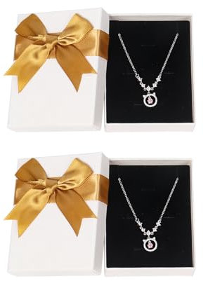 Nideen 2 Pack Small Gift Box for Jewellery, 9x 7x 3cm Necklace Bracelet Gift Boxes with Lid, Jewellery Gift Boxes for Earrings Necklace Rings(Gold)