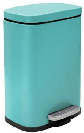 Spirella – AKIRA Treteimer fürs Badezimmer – Hochwertiger Edelstahl – Geräuscharmer und leichtgängiger Verschluss – Türkisblau – 5 l