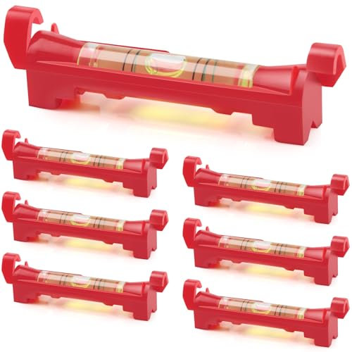 TXXATX 7 Stück Schnurwasserwaage 75mm schnurwaage Rot Wasserwaage Schnur Klein Schnurwasserwaage Profi Schnurlinien Richtwaagen für Maurerarbeiten Rinnenarbeiten Klempnerarbeiten Rohrinstallatio