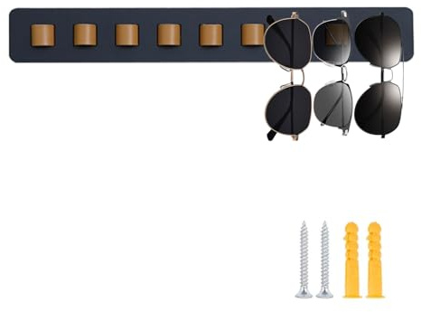 Jilskl Soporte Gafas, Organizador Gafas, 40cm Soporte Para Gafas de Pared, Organizador Gafas de Sol de Madera, 9 Compartimentos, Para Colgar Gafas, Adecuado Para Salones y Dormitorios, Negro