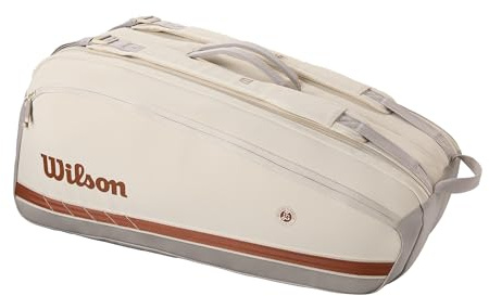 WILSON Roland-Garros 2025 Super Tour Tennisschlägertasche, Creme/Ton, für bis zu 9 Schläger