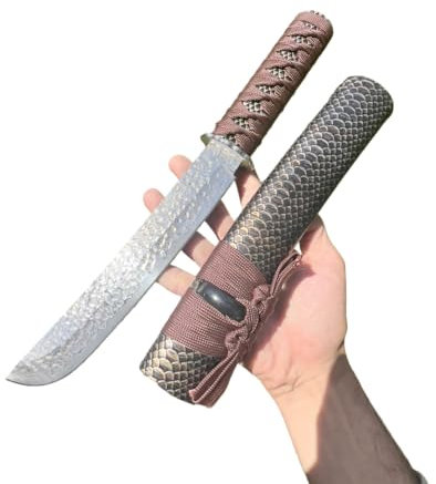 Obespina Grand Couteau lame Fixe Damas Style Japonais Damascus 67 Couches VG10 Tranchante Collection Cadeau Homme tanto edc forge artisanat decoupe camping extérieur luxe chasse