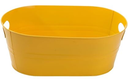 TEEKU 4 grandi secchielli per il ghiaccio in metallo zincato, per feste, vino, bevande, con maniglia per il trasporto, per casa/bar, birra, champagne, con coperchi (giallo, taglia unica)