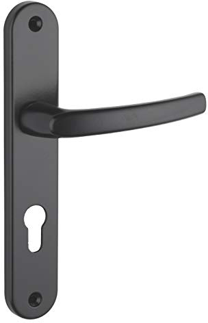 THIRARD Ensemble de Poignées pour Porte d'entrée, Sultane, Trou de Cylindre, Carré 7 mm, Entr'axes 195 mm, Noir, Esthétiques Et Pratiques, Conçu en Zamak Fondu, pour Porte Palière