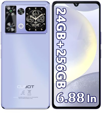 CUBOT P90 SIM-Free & Unlocked Mobile Phones - 24GB+256GB, Android 15 Phone, MTK G100, 6.88/120Hz Display & 1.72 Rear Screen, 64MP+16MP, 5100mAh/18W, 4G Dual SIM Smartphone, NFC/Face ID/Fingerprint