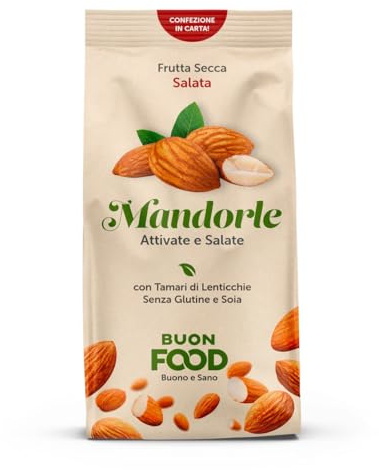 BuonFood - Frutta Secca Attivata confezione da 200gr (Mandorle Salate)