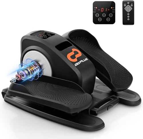 GOPLUS Elíptica Máquina Bajo Escritorio, Pedal Eléctrico para Casa con Pantalla y Control Remoto, 3 Modos Automáticos, 5 Velocidades, Entrenador Elíptico Portátil para Ancianos y Adultos (Nergo)