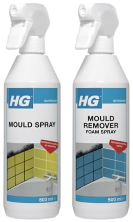 HG Mould Spray, 500ml, and Mould Remover Foam Spray, 500ml, Professional Strength, Ready to Use, 2 Bottles
