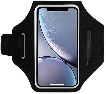 Fascia da Braccio Porta Cellulare Running fino a 6,9, Regolabile Traspirante, con Tasca Auricolari, per Corsa Fitness Allenamento, Compatibile con iPhone e Galaxy