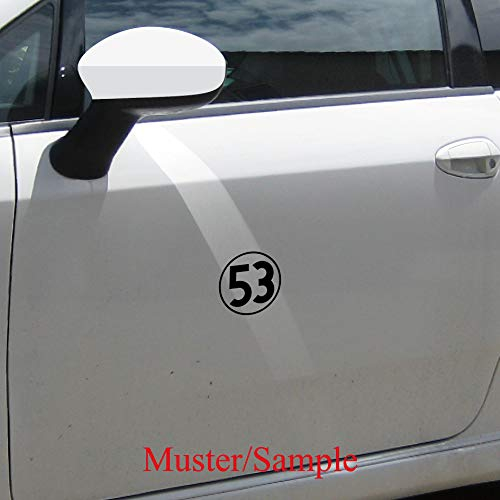 Sticker Tattoo 10 cm Black Car Door Window Rear Adhesive Film Herbie No. Start Number 53