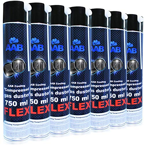 AABCOOLING Compressed Gas Duster FLEX 750ml - Set di 7 Pezzi - Aria Compressa Con un Tubo Flessibile, Accessori PC, Spray per Pulire PC, Pulizia Computer