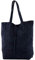 modamoda de T163 Damen Leder Shopper Schultertasche Large mit Innentasche handmade in Italy, Farbe:Dunkelblau Wildleder