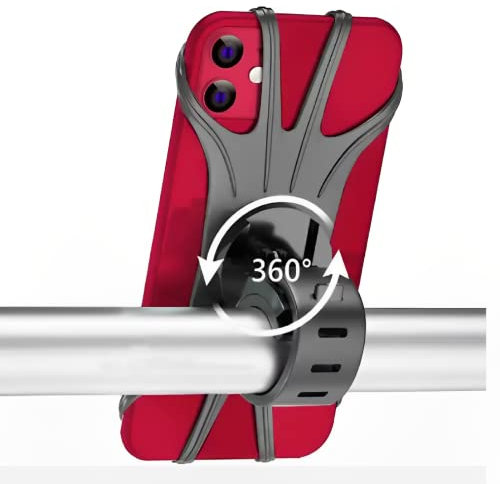 Soporte Movil Bicicleta,Soporte Movil Moto,Carro Bebe,Patinete,Compatible iPhone y Celurares Android.para Todo Tipo Manillares,Rotación 360°,Soporte Desmontable,Ajustable Silicona 4.5-6.5