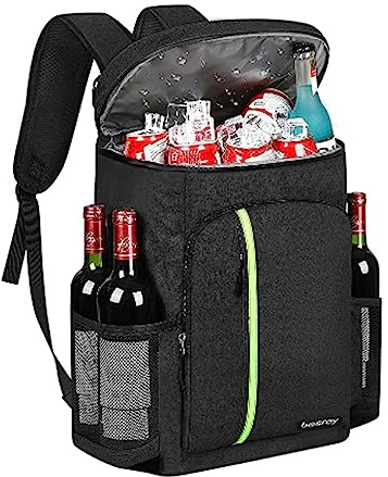 besrey Mochila de Refrigeración, Mochila Nevera Bolsa Térmica Grande, Mochila Portatil de Doble Capa, Ligera, Impermeable, para Comida Almuerzo Playa Trabajo Picnic Camping,Gris Negro
