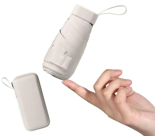Mayoii Mini Regenschirm mit UPF50+ Schutz für Frauen und Kinder, Leichter Kompakter Tragbarer UV Regenschirme Klein mit Aufbewahrungsbox, Taschenschirm für Handtaschengröße