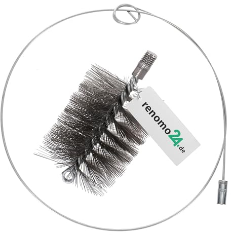 Renomo24 Heizkesselbürste + Schubstange Kaminbesen Flexstange Set Kehrbesen Schubstange (80mm, Schubstange - 3m)