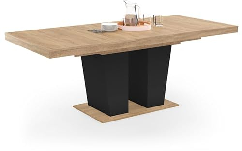 IDMarket - Table à Manger Extensible Rectangle ELIAD 6-10 Personnes Bois et Noir 160-200 cm