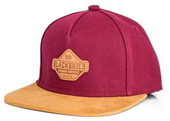Blackskies® Essentials Snapback-keps för barn | Justerbar barnbasebollkeps för pojkar och flickor, snygg mössa, cool mössa, födelse, dop, basebollkeps, skärmmössa, Röd-brun, L