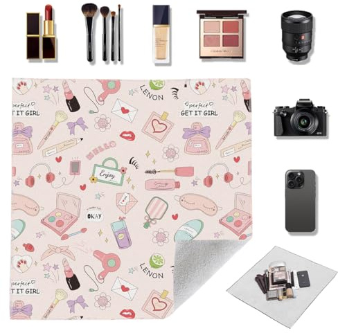 Self-Adhesive Magic Cloth Makeup Bag, Multi-Functional Cosmetic Bag, Portable Make up Wrap for Travel, Open Lay Flat Cosmetic Pouch, Storage Organizer for Skincare & Makeup Accessories (Cute Pink)
