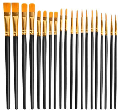 Professional Paint Brushes Set, 20PCS Black Artist Paint Brushes, Different Sizes, Nylon Hair Brush for Acrylic, Watercolor, Gouache, Oil and Face Painting, Small Brushes for Adults & Kids