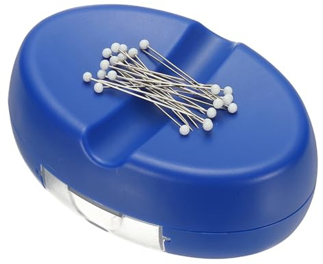 PATIKIL Magnetic Pin Holder, Magnetic Pin Cushion Paper Clip Holder with 1.5 Quilting Needles for Sewing Quilting Hair Clips, Dark Blue