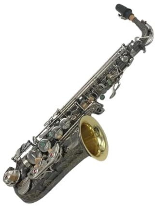 Professionell Saxofon E Fall Altsaxofon Svarta Nickel Guld Silver Tangenter Med Klocka Munstycke Rörbladshals Tillbehör För Musikinstrument