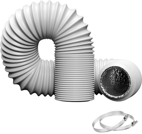 Aluminum Air Ducting Long Flexible Tumble Dryer Vent Hose 4Inch 13Ft White Ventilation Air Ducting for HVAC Ventilation Universal Tumble Drier Cooker Hood 4 Layer