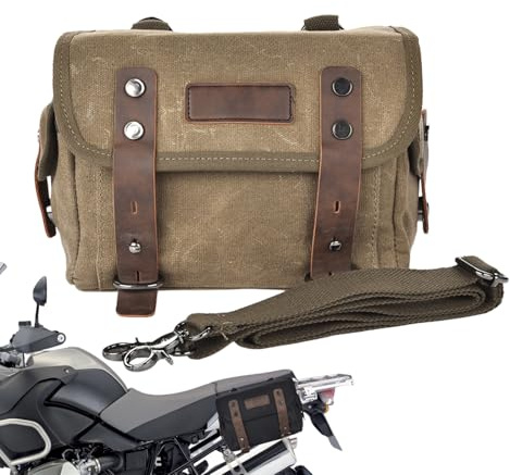 Sac Arrière De Moto – Rangement Pour Siège Arrière En Toile Cirée Robuste, Sacoches De Moto Étanches Universelles, Sac De Selle Latérale Vintage Avec Boucle En Métal | Bagage De Vélo Robuste Pour Les