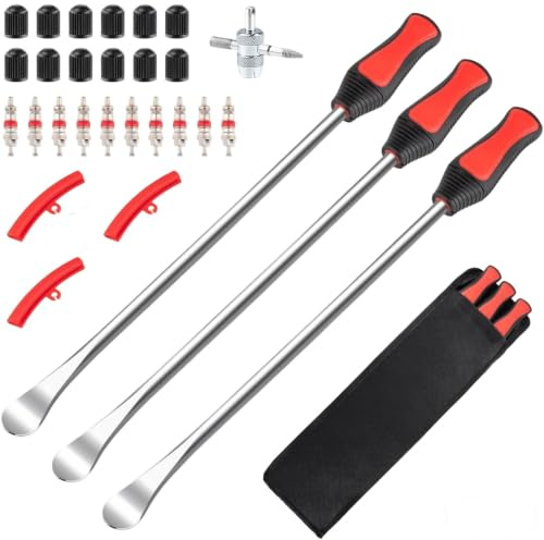 Zhixan Set di 30 leve per pneumatici, in acciaio al carbonio, con protezione per cerchioni, per cambio pneumatici di moto, bicicletta, scooter elettrico