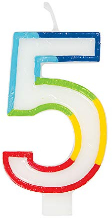 Vibrant Rainbow Border Number 5 Birthday Candle (7cm x 12cm) - Stunning Multi-Colored Party Decor - Uniquely Crafted for Celebratory Milestones - 1 Pc