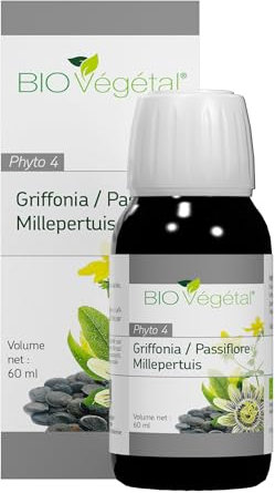 Millepertuis Bio Griffonia Bio Passiflore Bio - Extraits Fluides / Gouttes Buvables - Equilibre Emotionnel et Humeur Positive - Haute concentration (1:1) - 60 ml avec pipette doseuse